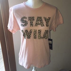 Wildfox Stay Wild Pink Tee Shirt Sz XS